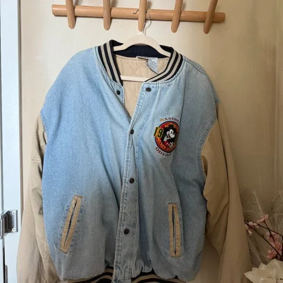 Vintage Mickey Mouse Varsity Demin Jacket - Picture 2 of 2